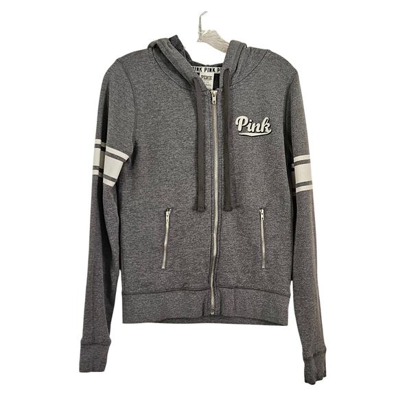 Victoria's Secret Pink Tops - PINK by Victoria's Secret College Jacket Hoodie Gray sz S